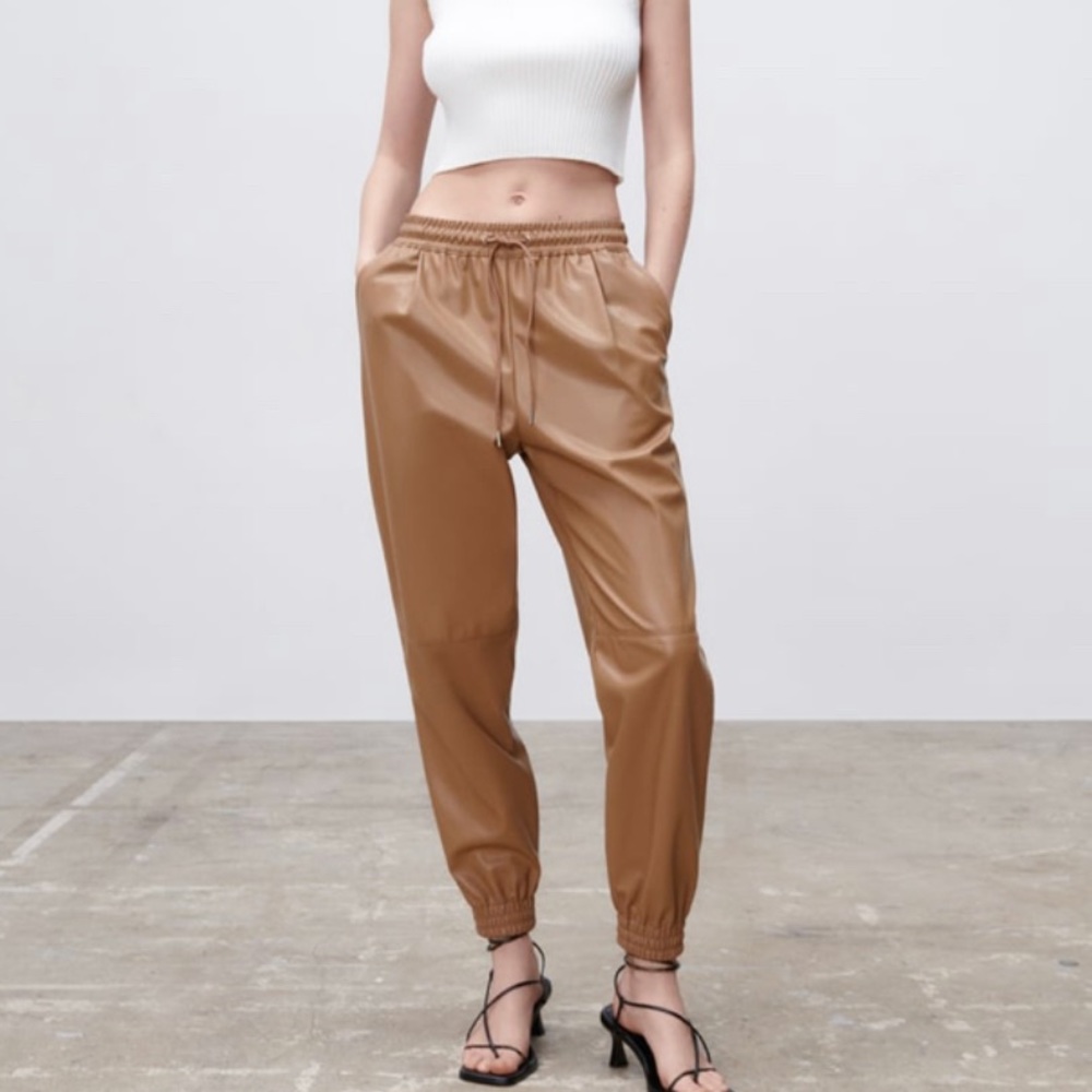NWT ZARA faux leather joggers